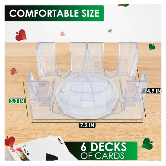 Dual Deck Revolving Card Holder - 360 Degree Casino Acrylic Playing Card Holder - Picture 2 of 5